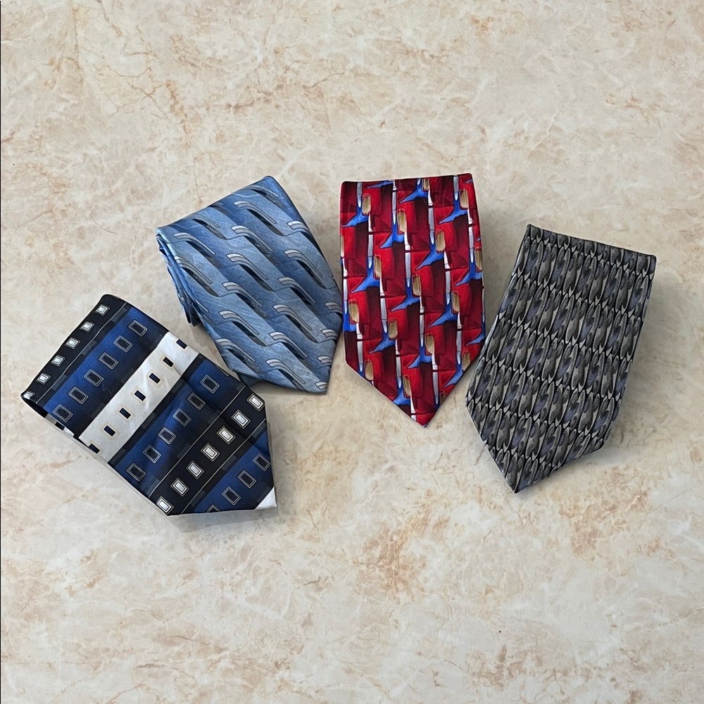 Stylish Men's Tie Set - Blue, Red, Gray